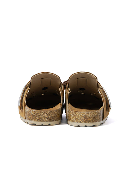 Charm-Embellished Perforated Brown Clogs