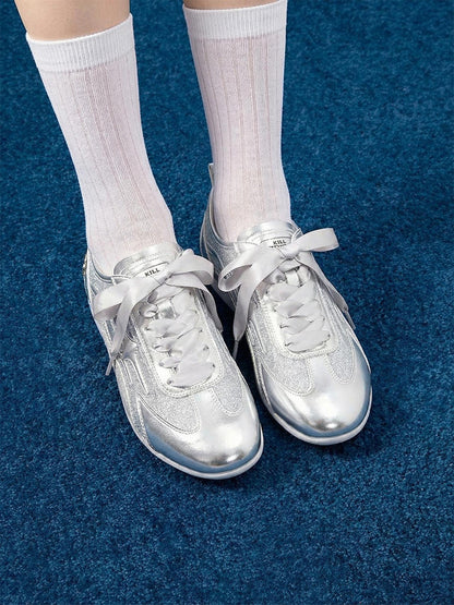 Silver Sculpted-Panel Athletic Trainers