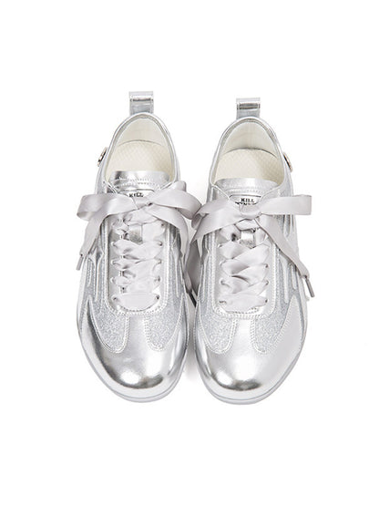 Silver Sculpted-Panel Athletic Trainers