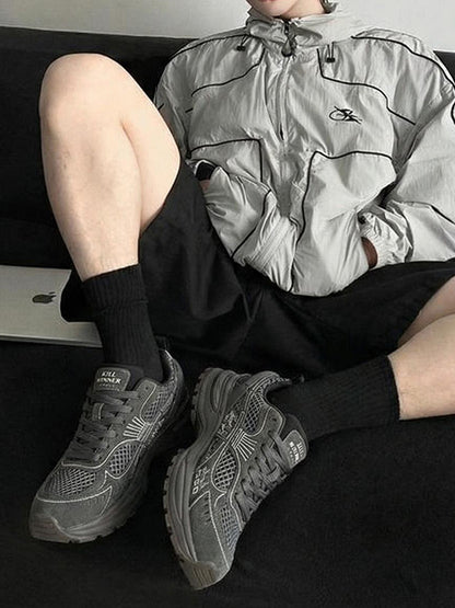 Layered Mesh Dark Gray Runner Sneakers