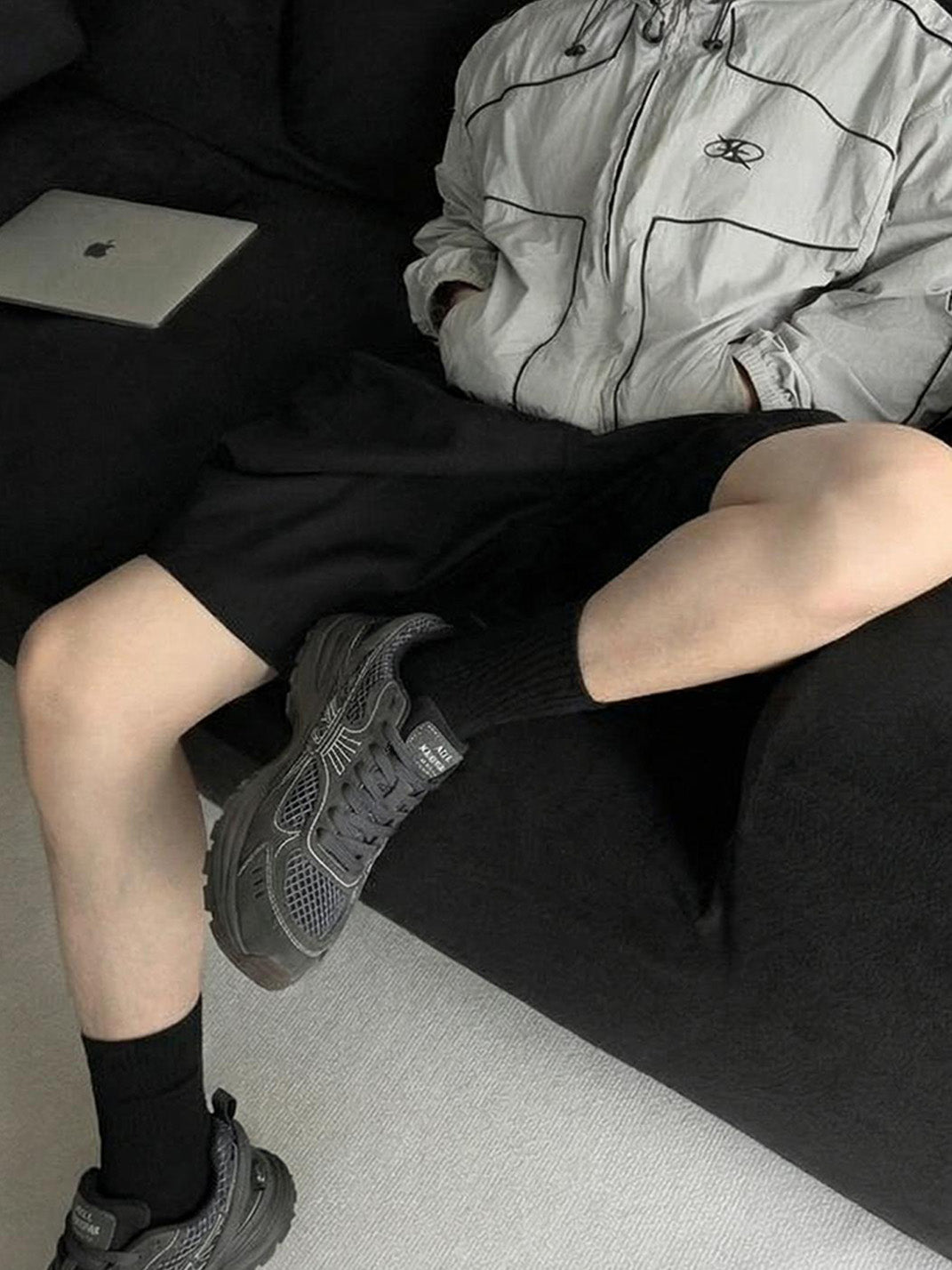 Layered Mesh Dark Gray Runner Sneakers