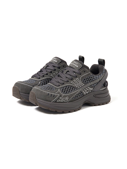 Layered Mesh Dark Gray Runner Sneakers