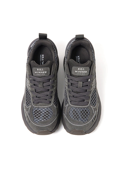 Layered Mesh Dark Gray Runner Sneakers