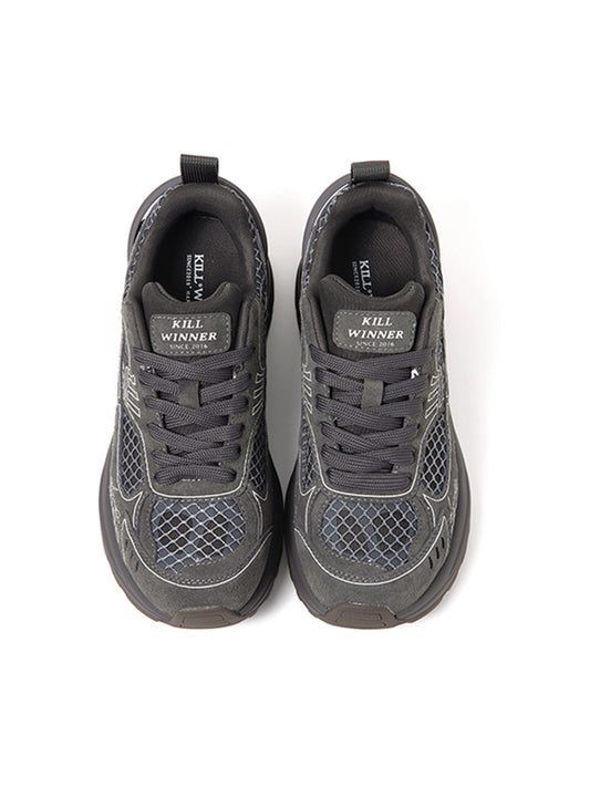 Layered Mesh Dark Gray Runner Sneakers