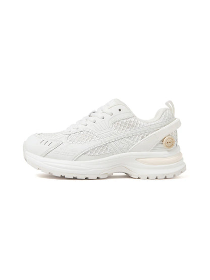White Mesh Sculpted-Sole Runner Sneakers