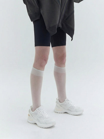 White Mesh Sculpted-Sole Runner Sneakers