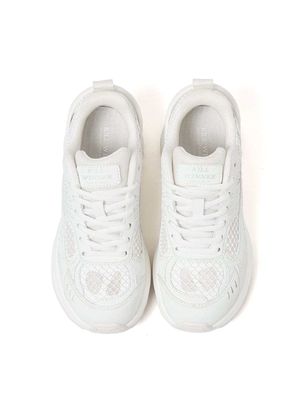 White Mesh Sculpted-Sole Runner Sneakers