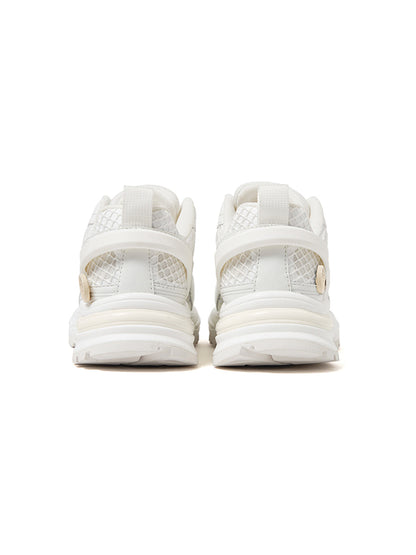White Mesh Sculpted-Sole Runner Sneakers