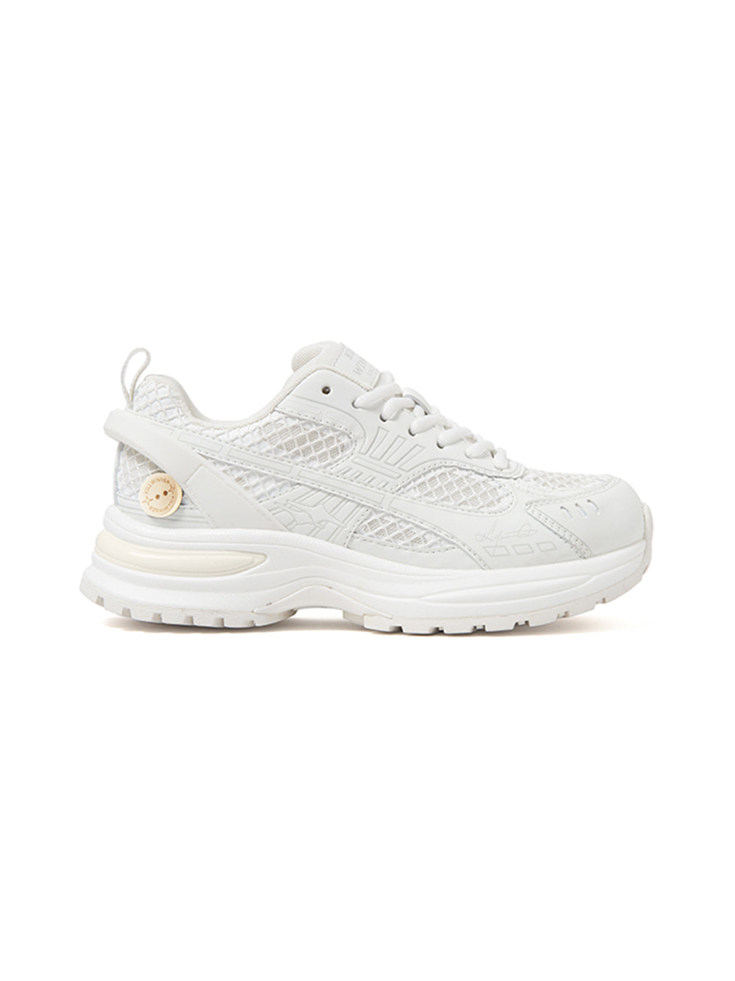 White Mesh Sculpted-Sole Runner Sneakers