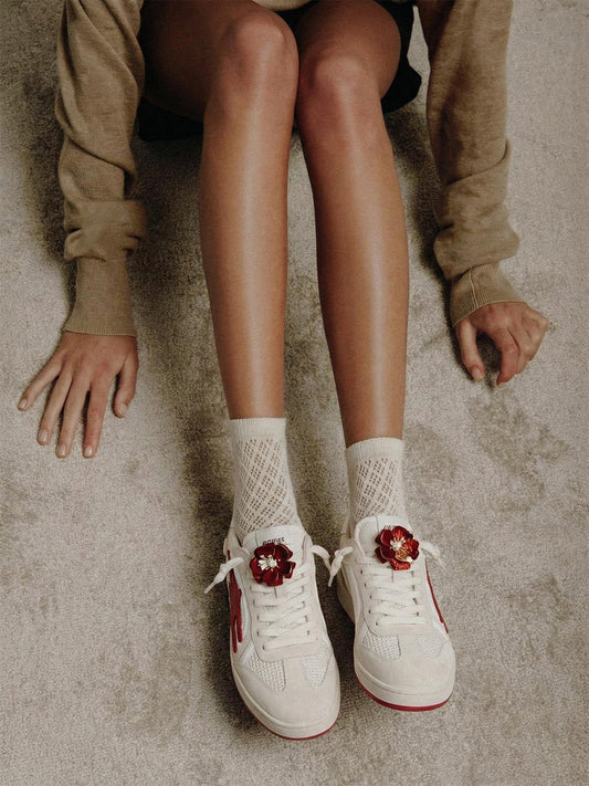 Red-Accent Retro Training Sneakers