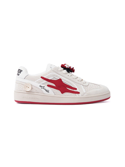 Red-Accent Retro Training Sneakers