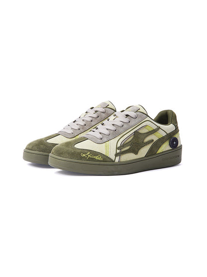 Olive Flame-Panel Low-Profile Trainers