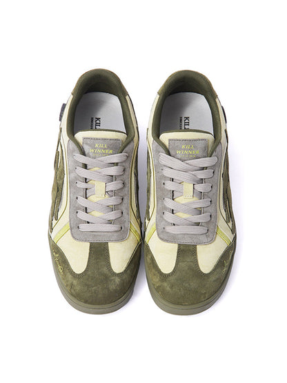 Olive Flame-Panel Low-Profile Trainers