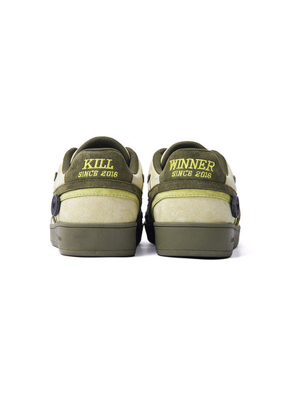 Olive Flame-Panel Low-Profile Trainers