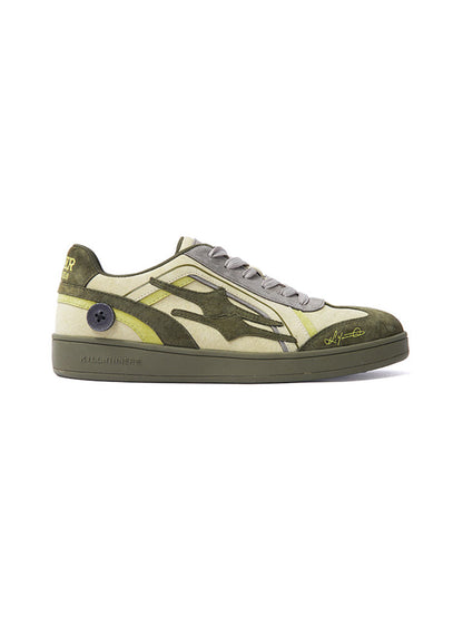 Olive Flame-Panel Low-Profile Trainers