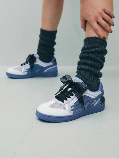Wisteria Bow-Lace Retro Court Sneakers