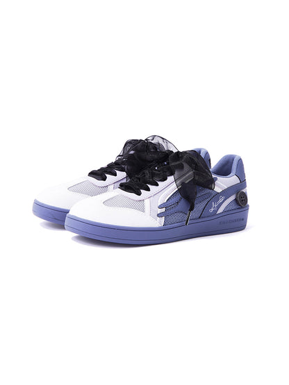 Wisteria Bow-Lace Retro Court Sneakers