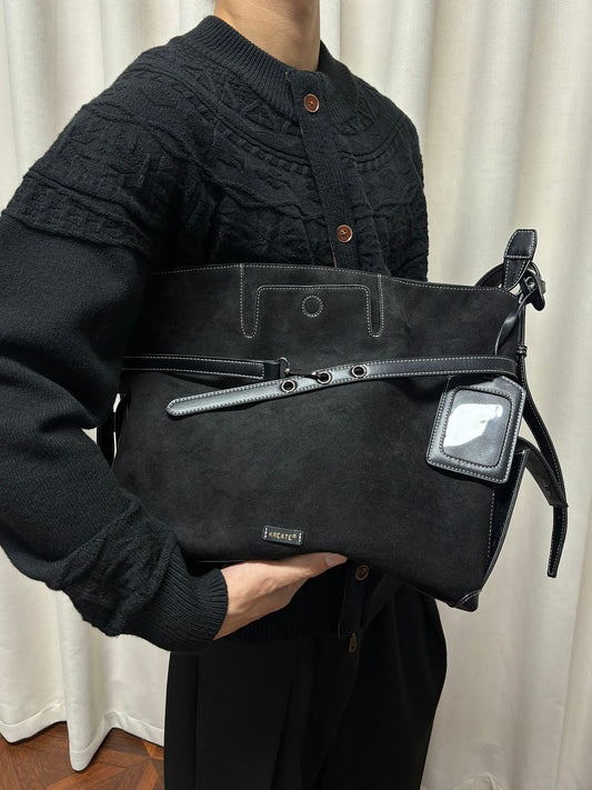 KREATE Faux Suede Panel Messenger Bag