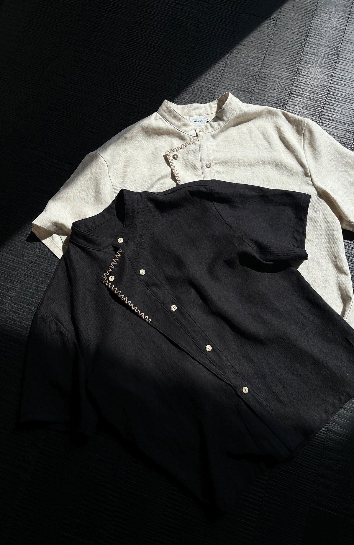KREATE Stitched Faux-Placket Short Sleeve Shirt