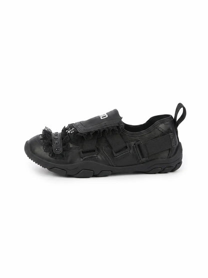 Lace-Trim Buckle Strap Ballet Sneakers