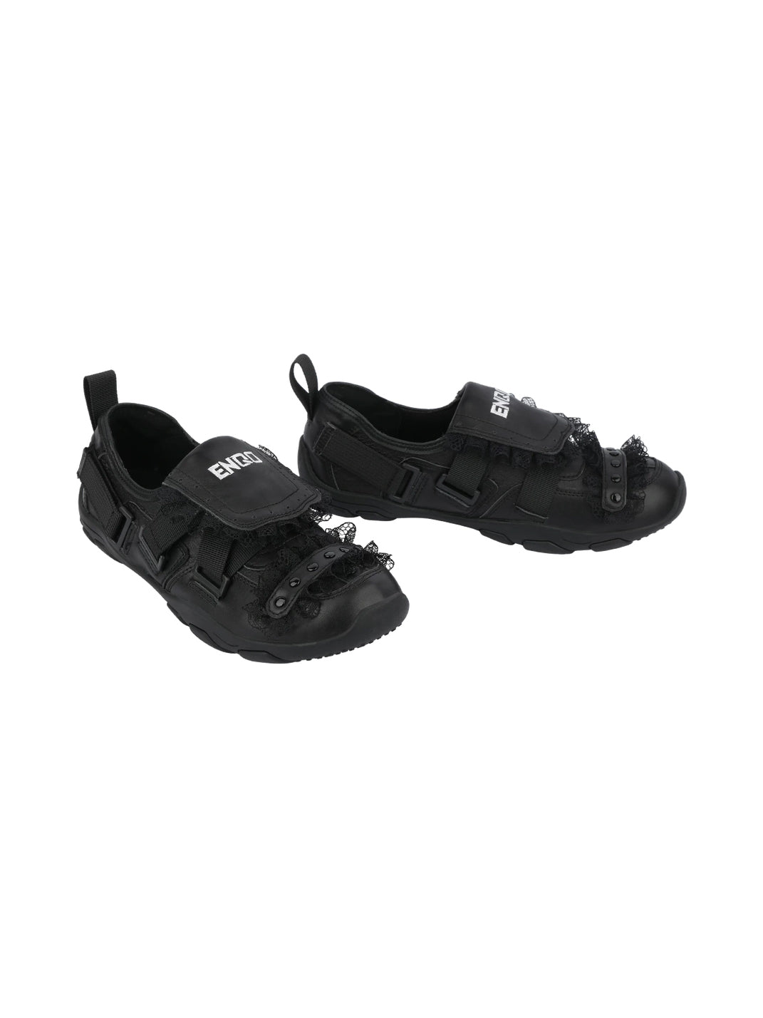 Lace-Trim Buckle Strap Ballet Sneakers