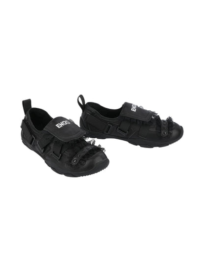 Lace-Trim Buckle Strap Ballet Sneakers