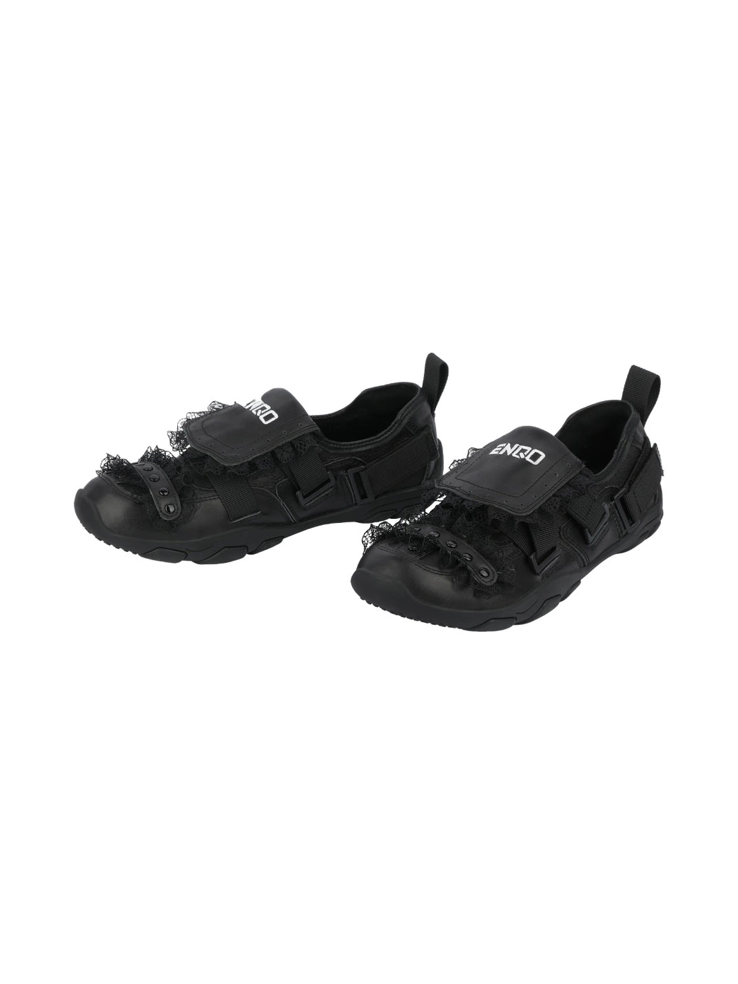 Lace-Trim Buckle Strap Ballet Sneakers