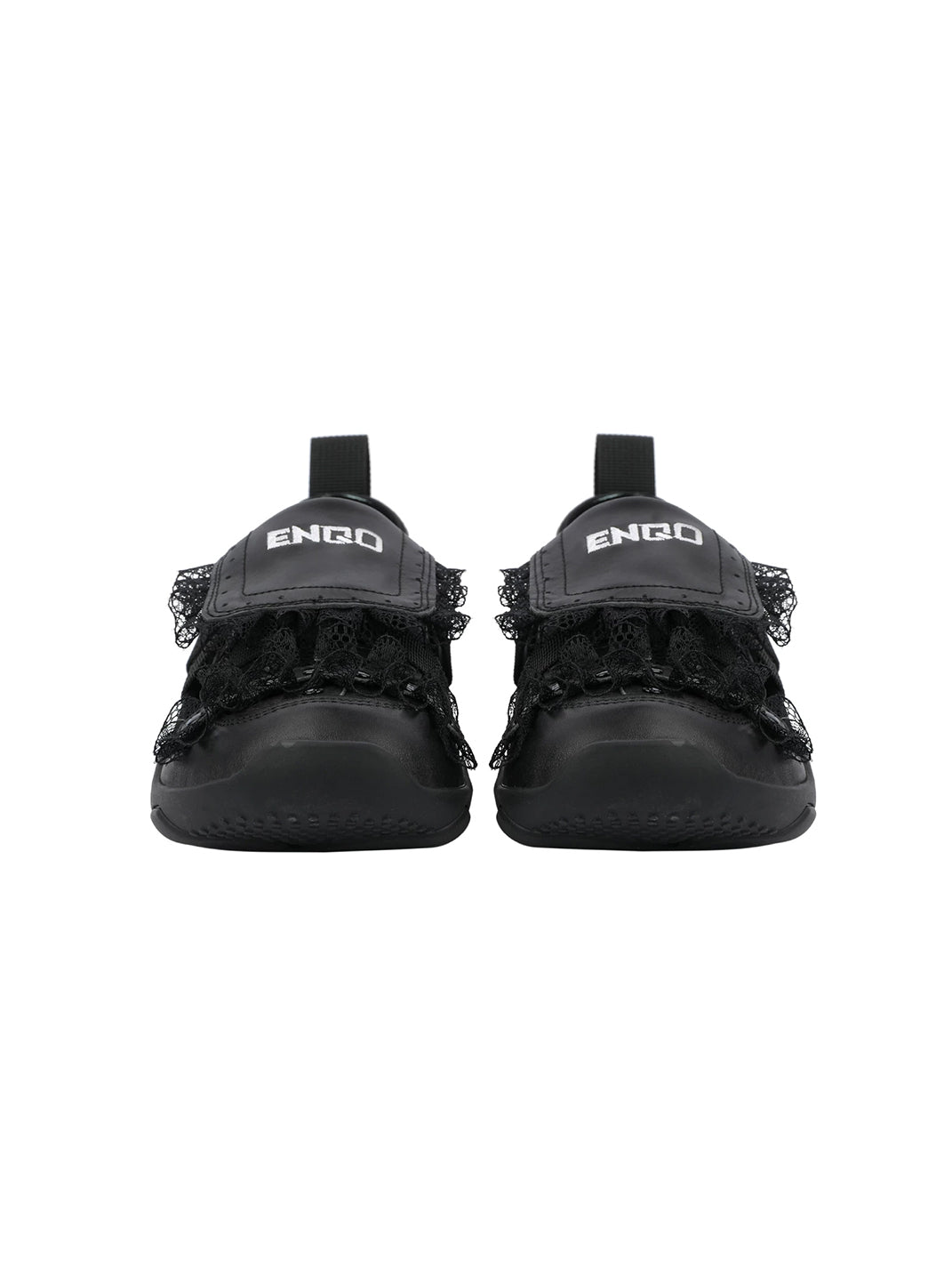Lace-Trim Buckle Strap Ballet Sneakers