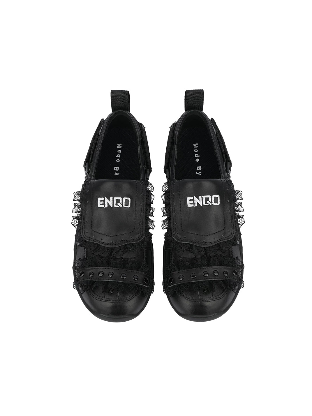 Lace-Trim Buckle Strap Ballet Sneakers