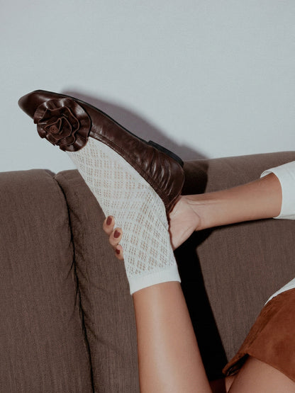 Leather Flower Soft Ballet Flats