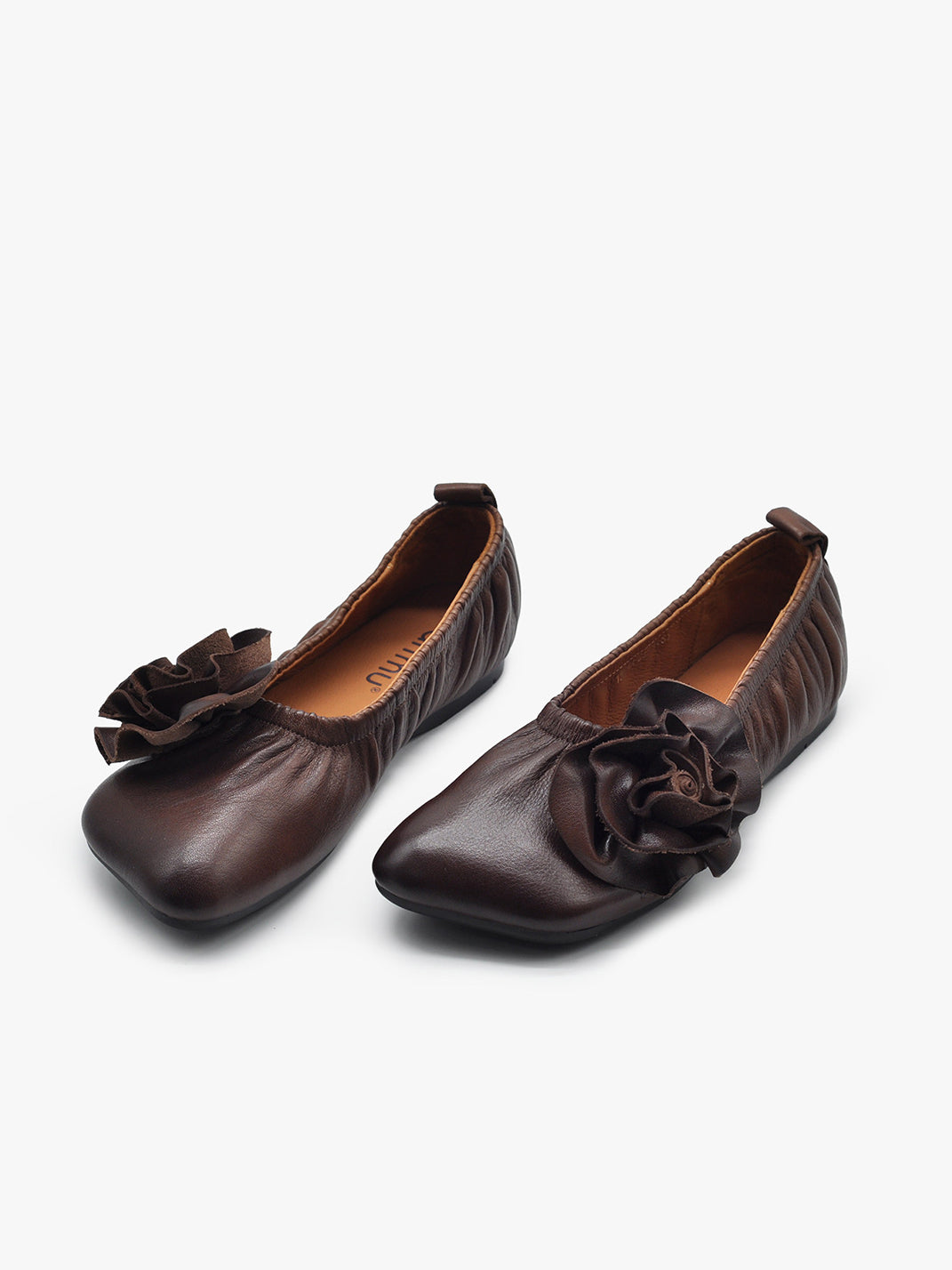 Leather Flower Soft Ballet Flats