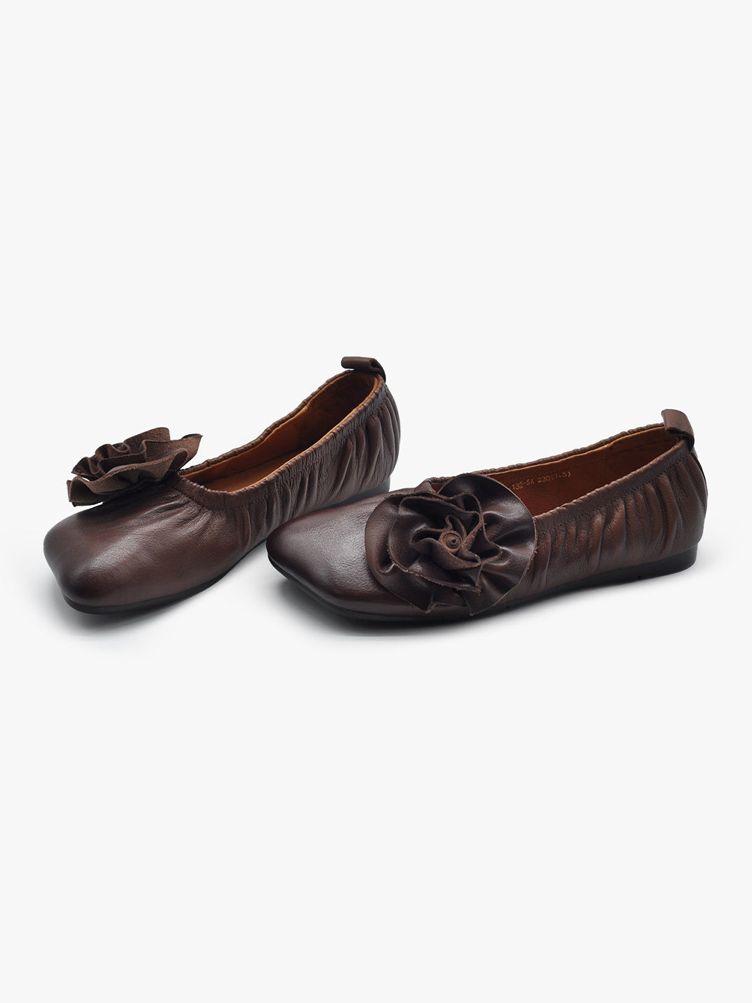 Leather Flower Soft Ballet Flats