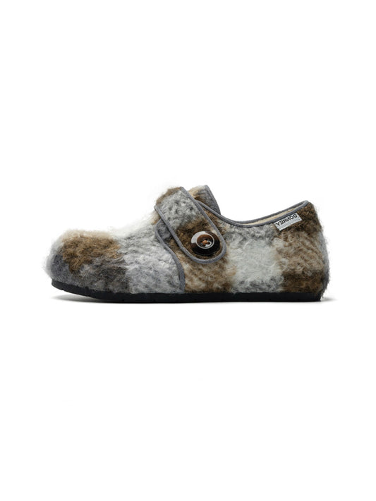 Leopard Faux-Fur Velcro Slip-On Shoes