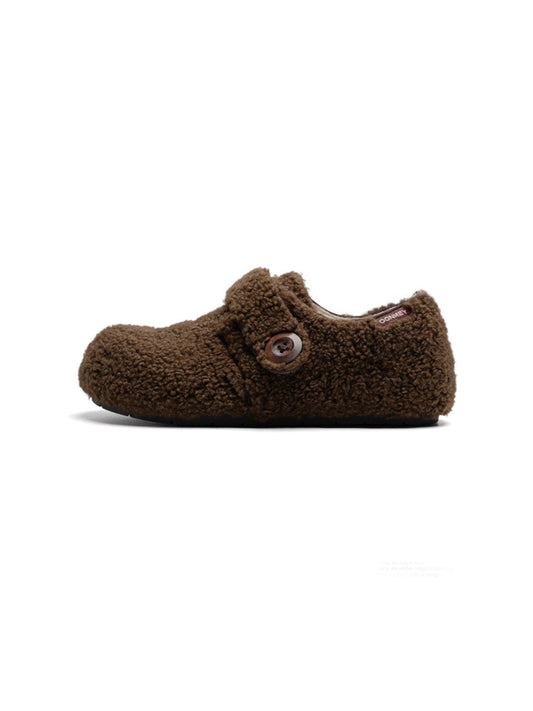 Leopard Faux-Fur Velcro Slip-On Shoes