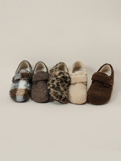 Leopard Faux-Fur Velcro Slip-On Shoes