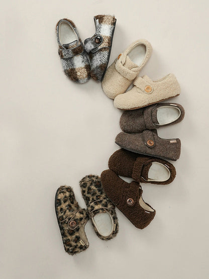 Leopard Faux-Fur Velcro Slip-On Shoes