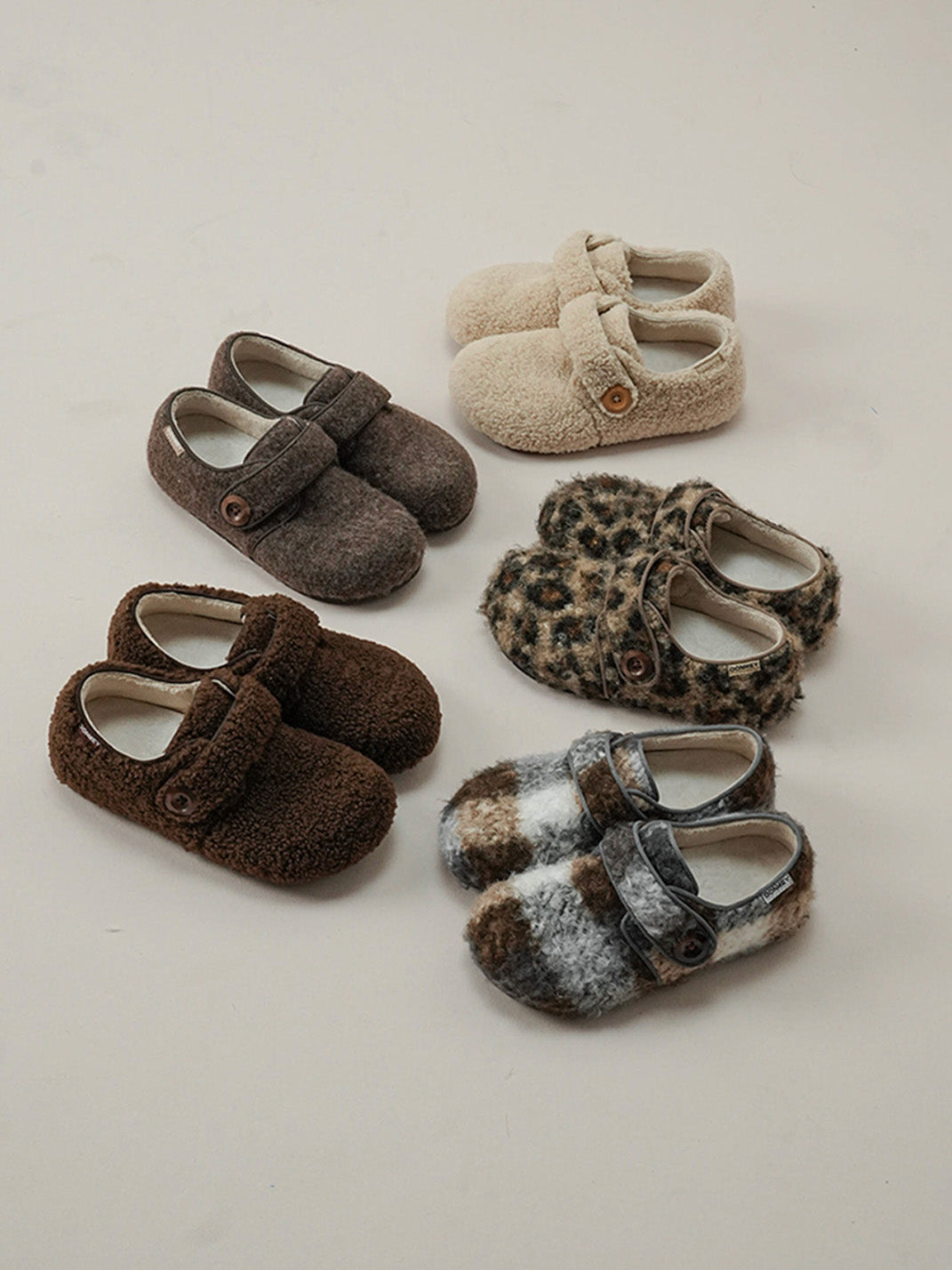 Leopard Faux-Fur Velcro Slip-On Shoes