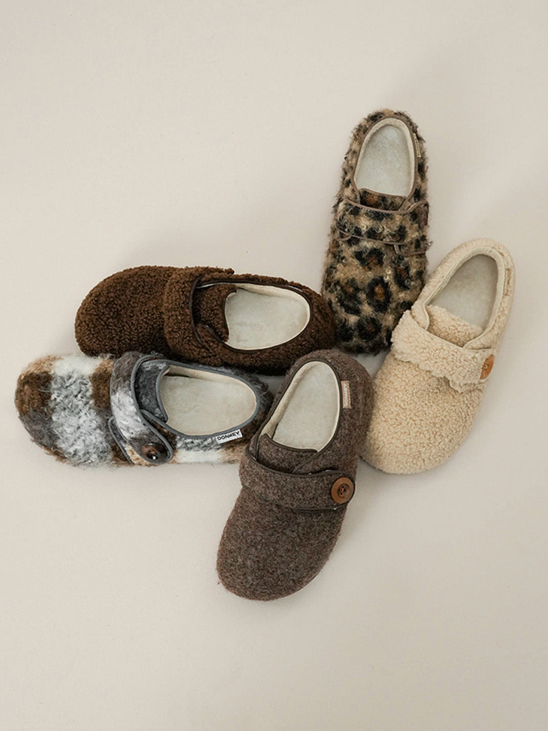 Leopard Faux-Fur Velcro Slip-On Shoes