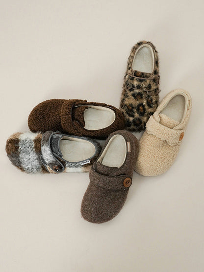 Leopard Faux-Fur Velcro Slip-On Shoes