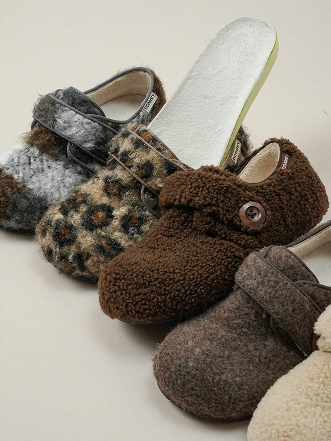 Leopard Faux-Fur Velcro Slip-On Shoes