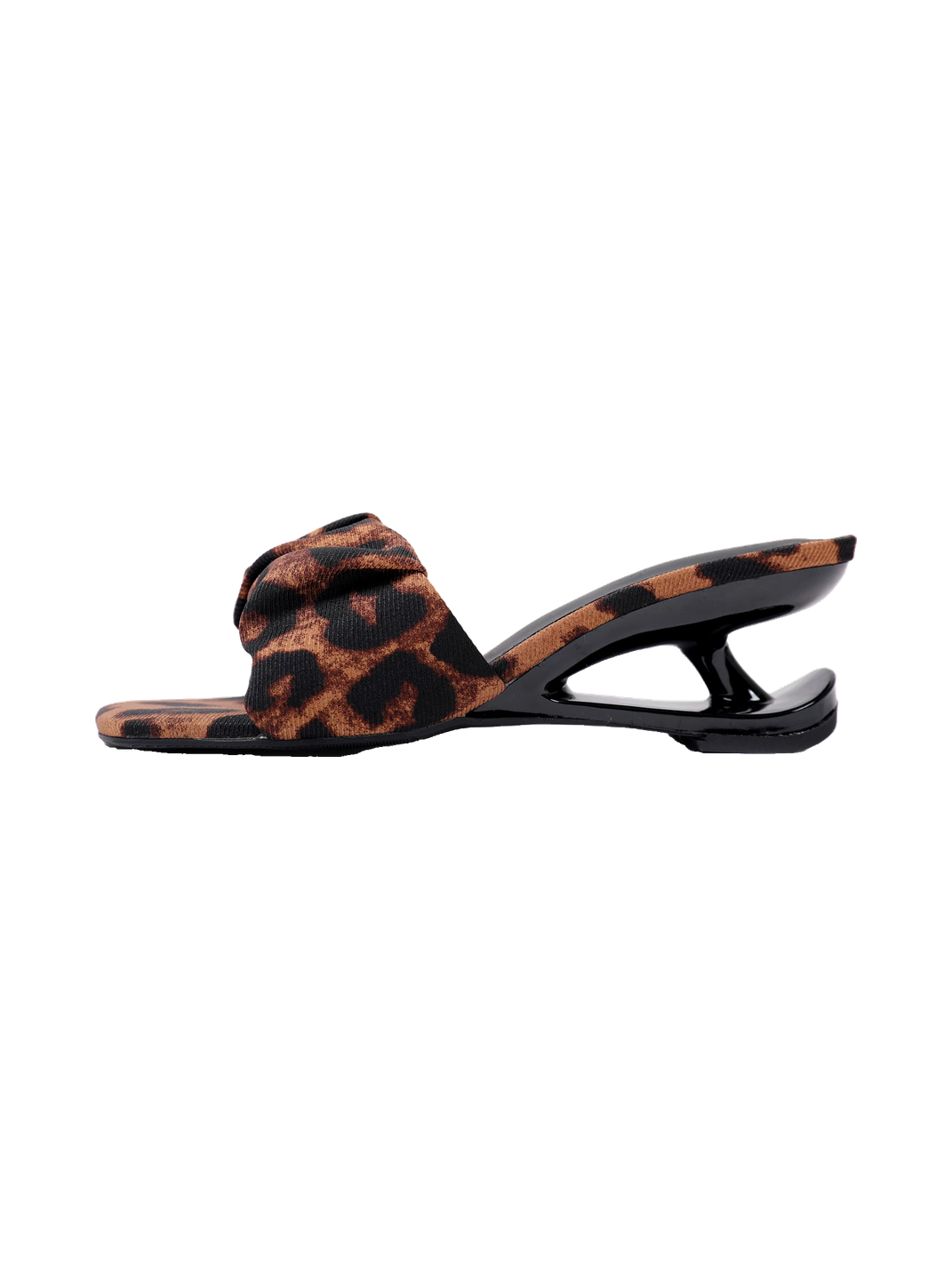 Leopard Square-Toe Sculpted-Heel Sandals