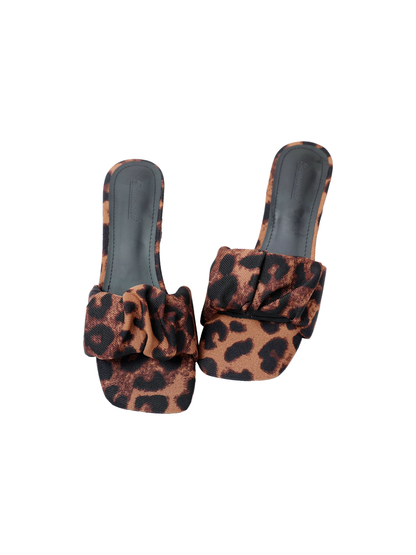 Leopard Square-Toe Sculpted-Heel Sandals