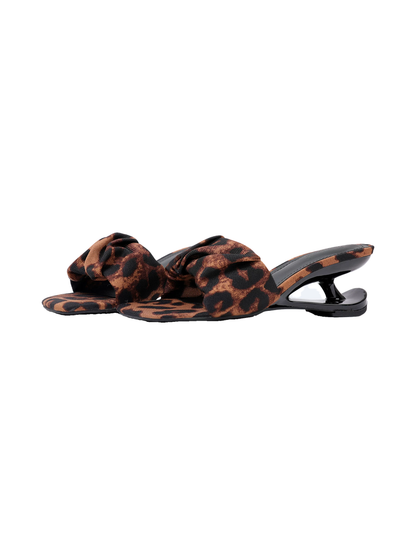 Leopard Square-Toe Sculpted-Heel Sandals