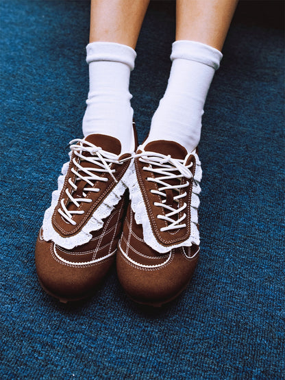Brown Quilted Low-Profile Trainer Sneakers