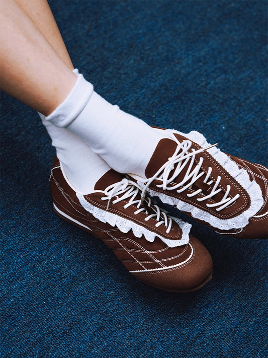 Brown Quilted Low-Profile Trainer Sneakers