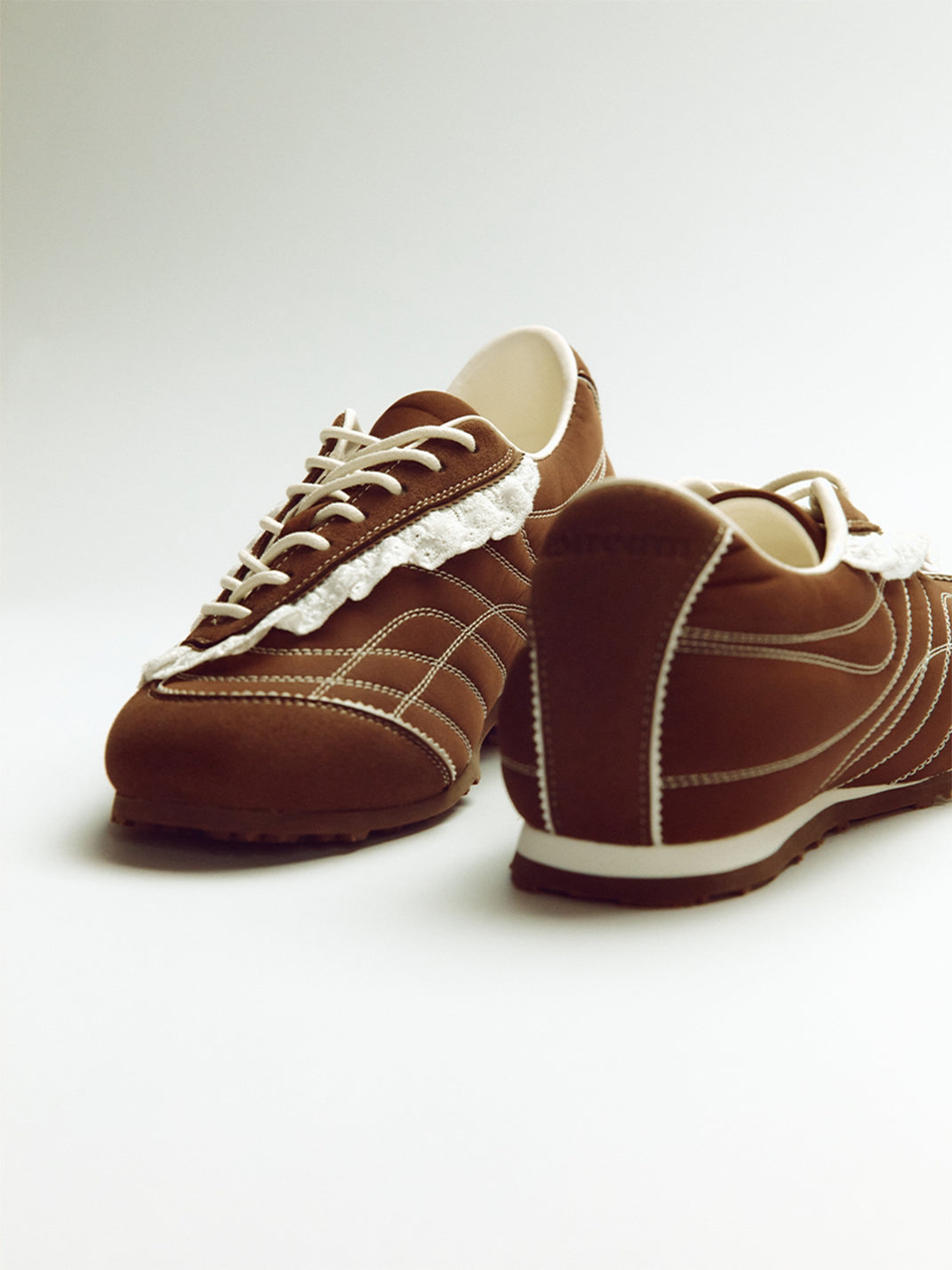 Brown Quilted Low-Profile Trainer Sneakers