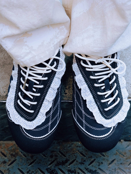 Navy Contrast-Stitch Low-Profile Trainers