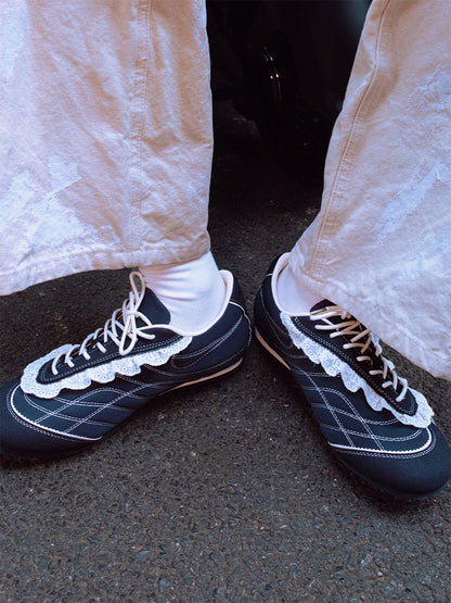 Navy Contrast-Stitch Low-Profile Trainers