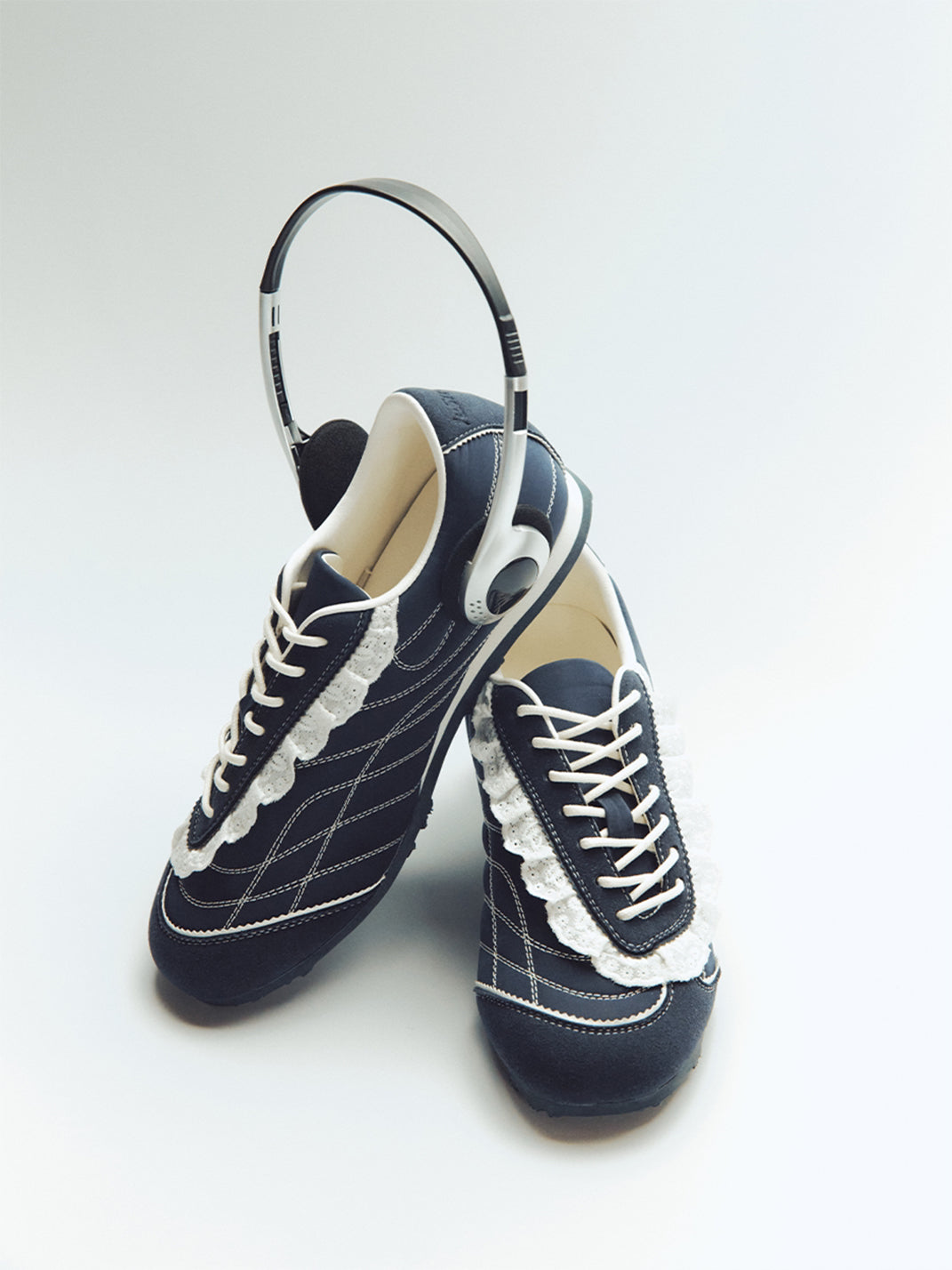 Navy Contrast-Stitch Low-Profile Trainers