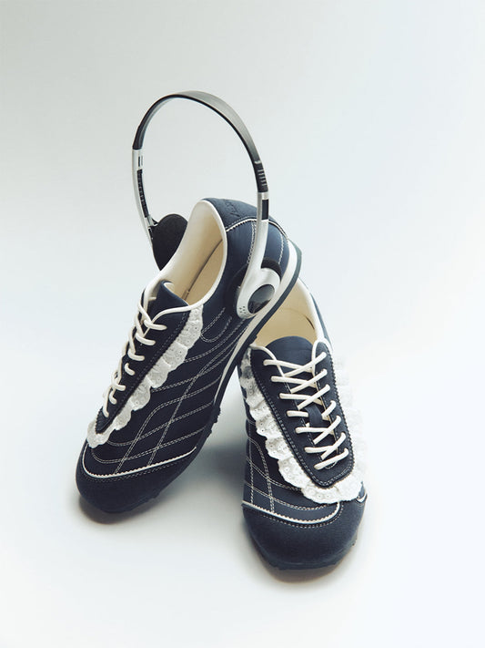 Navy Contrast-Stitch Low-Profile Trainers